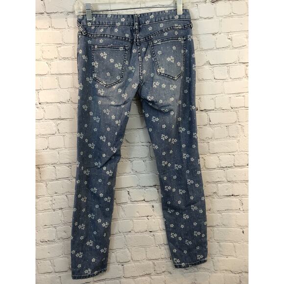Free People Blue & White Ditsy Flower Crop Cropped Jeans 26 - Picture 3 of 7